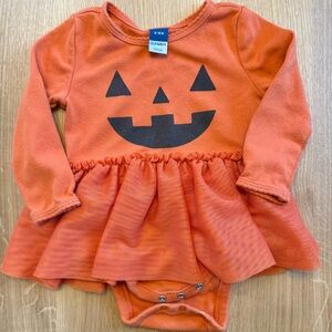 Old Navy Orange Pumpkin Tutu Onesie Dress 6-12 Months Halloween